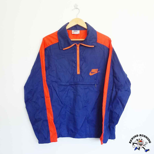 Nike Vintage 70s 80s 'Orange Tag' Windbreaker Blue Orange Track Jacket Anorak Large Front